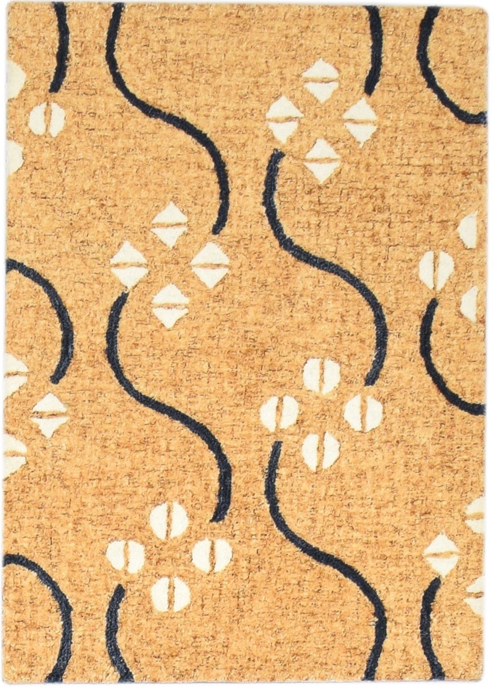 100% Wool Orange Rug 2' X 3' Modern Hand Tufted French Trellis Small Carpet   7864138072213