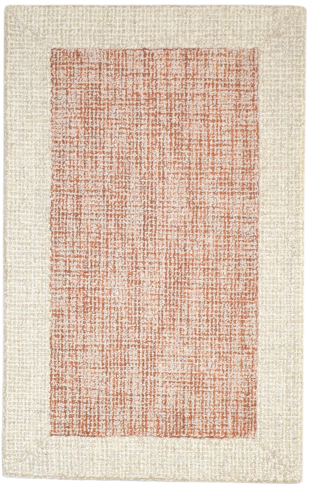 100% Wool Orange Rug 3X5 Modern Hand Tufted Scandinavian Bordered Room Size   7864143282325