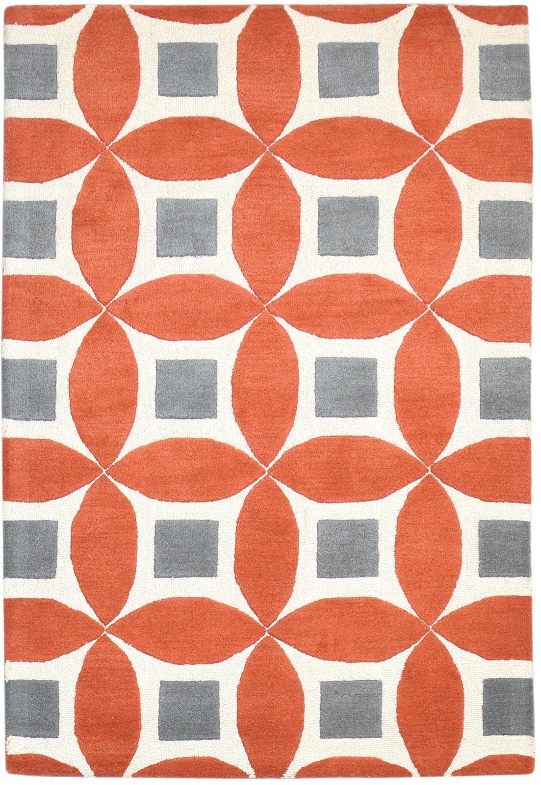 100% Wool Orange Rug 4X6 Modern Hand Tufted Moroccan Geometric Room Size Carpet   7864295784597
