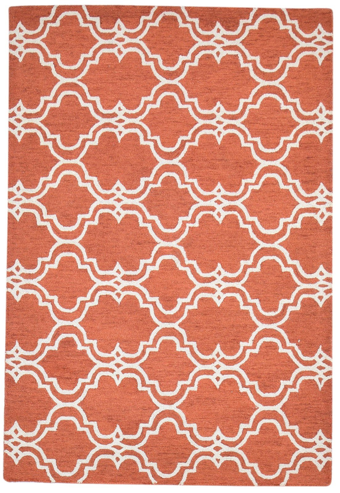 100% Wool Orange Rug 4X6 Modern Hand Tufted Moroccan Trellis Room Size Carpet   7864299192469