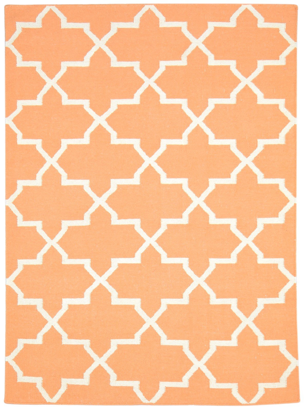 100% Wool Orange Rug 5' X 7' Modern Dhurrie Moroccan Trellis Room Size Carpet   7864466276501