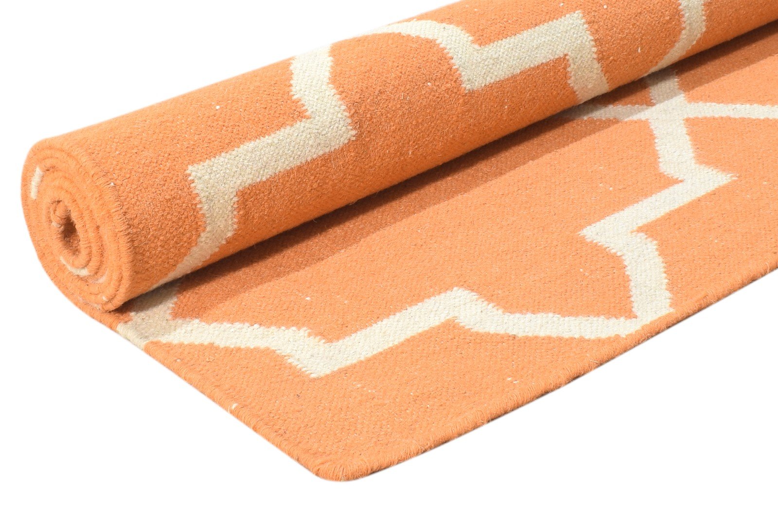 100% Wool Orange Rug 5' X 7' Modern Dhurrie Moroccan Trellis Room Size Carpet   7864466276501