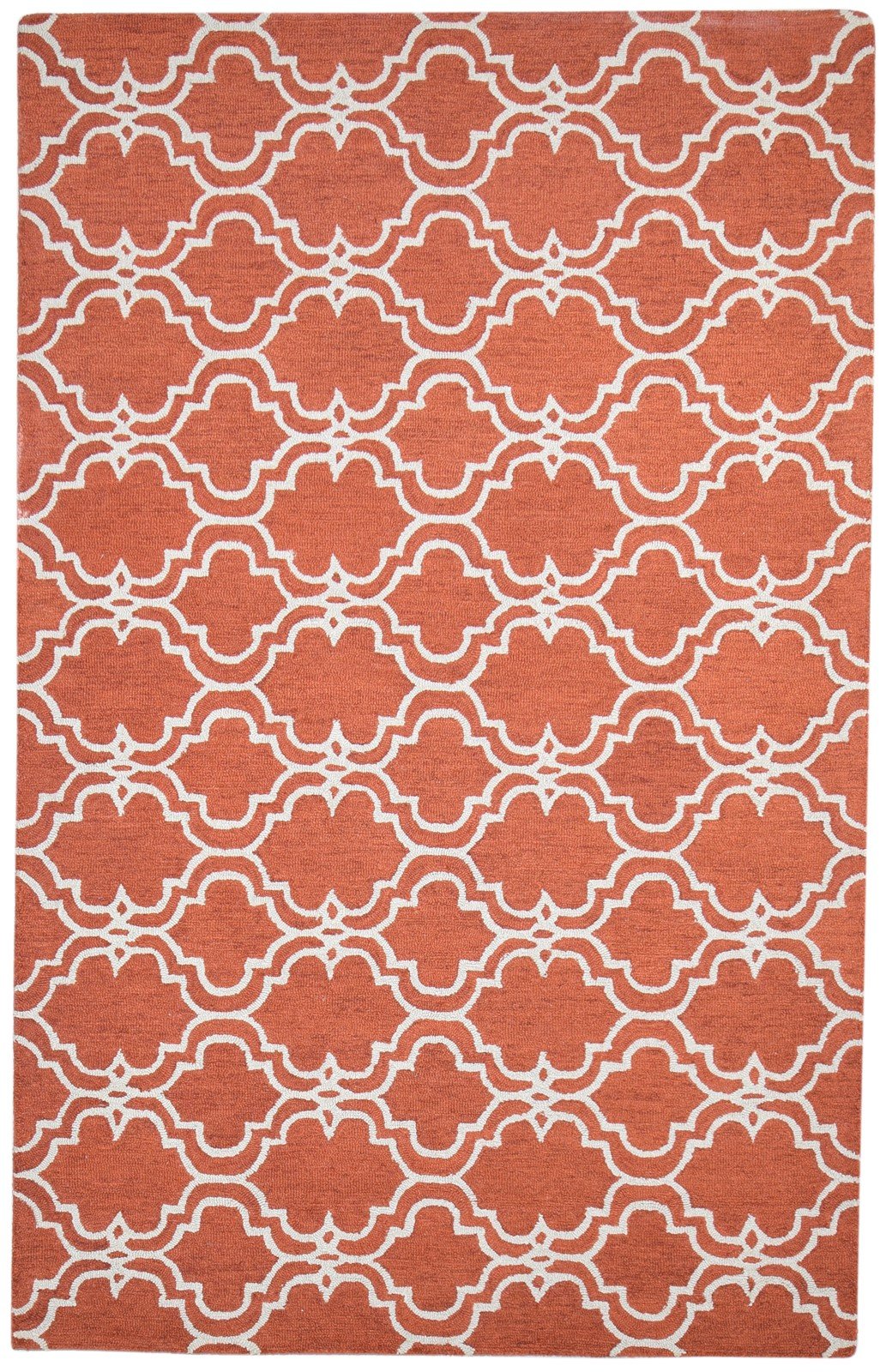 100% Wool Orange Rug 5X8 Modern Hand Tufted Moroccan Trellis Room Size Carpet   7864291098773