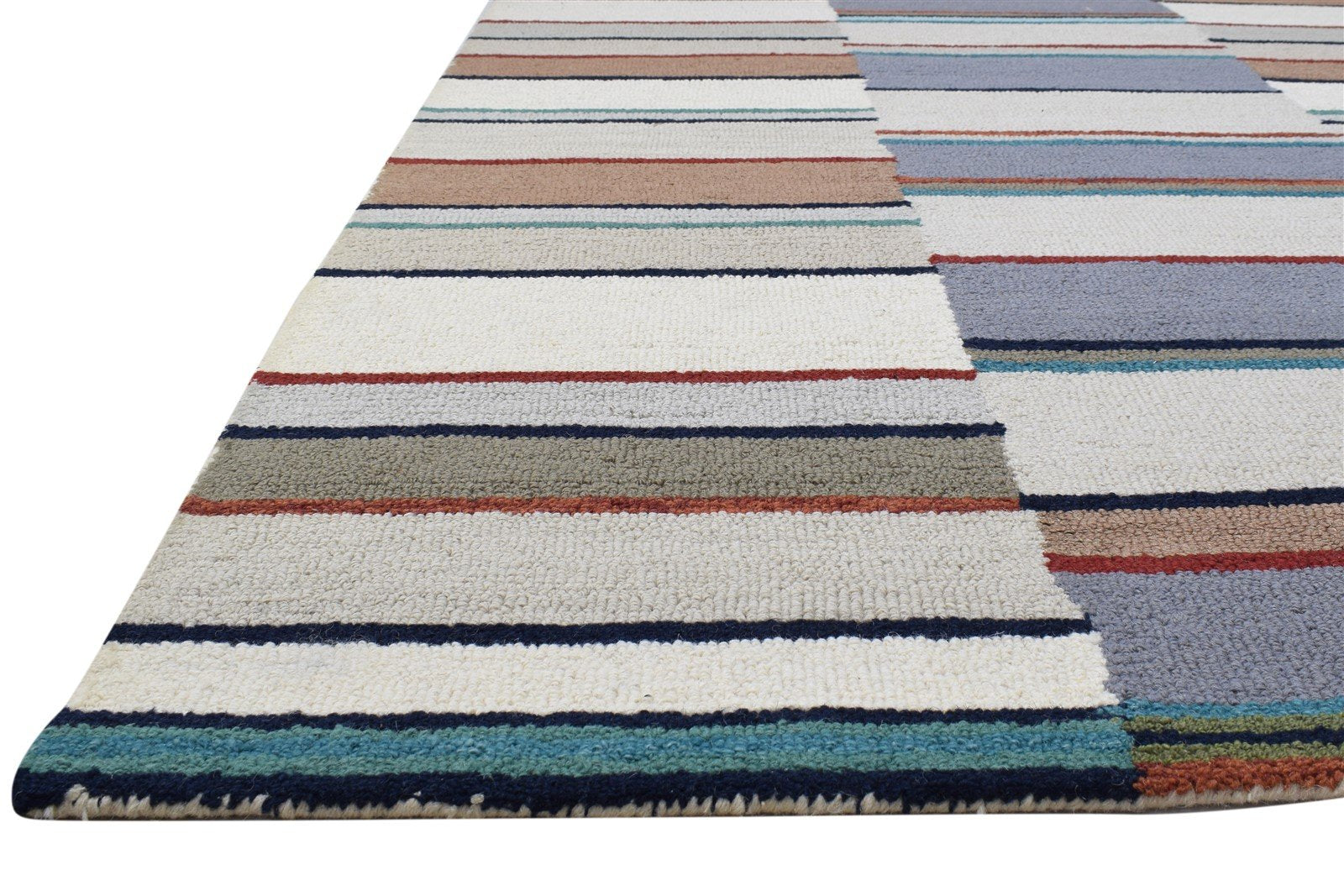 Amii 100% Wool Peach Rug 5X8 Modern Hand Tufted Scandinavian Striped   7864270323861