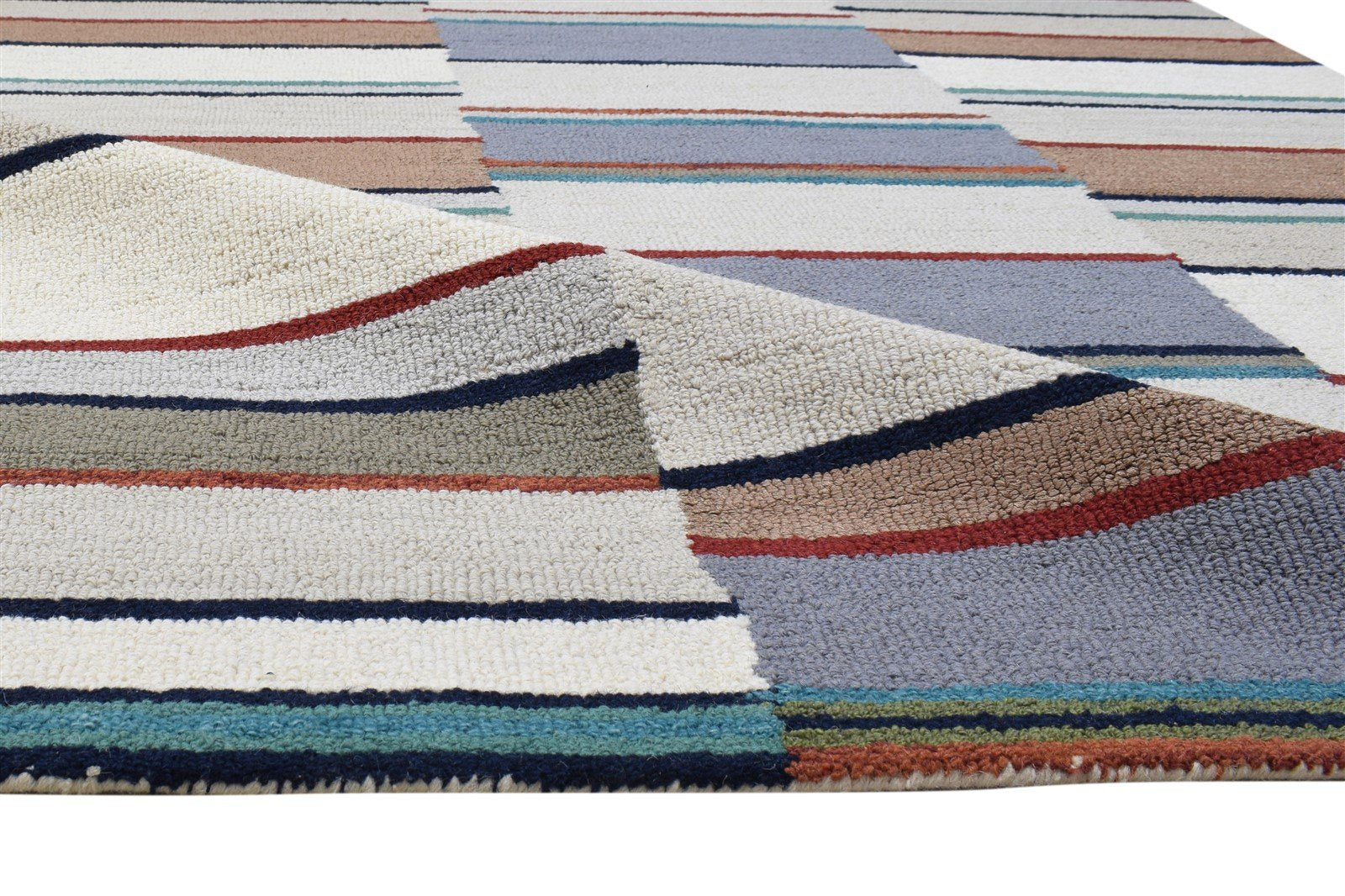 Amii 100% Wool Peach Rug 5X8 Modern Hand Tufted Scandinavian Striped   7864270323861