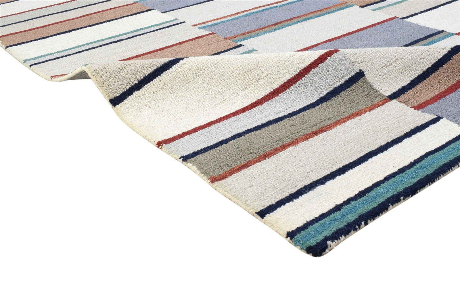 Amii 100% Wool Peach Rug 5X8 Modern Hand Tufted Scandinavian Striped   7864270323861