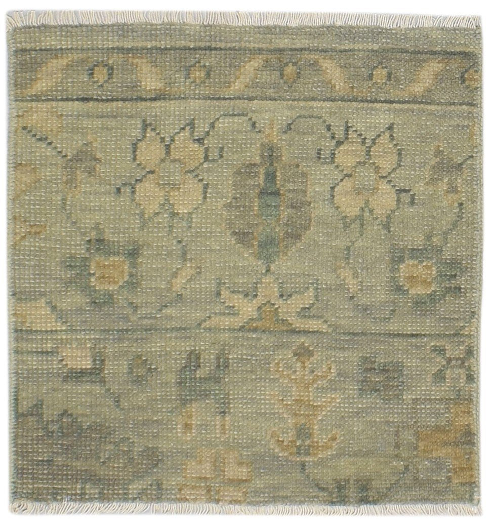 100% Wool Sage Rug 2' X 2' Persian Hand Knotted Oushak Oriental Small Square   7864087543957