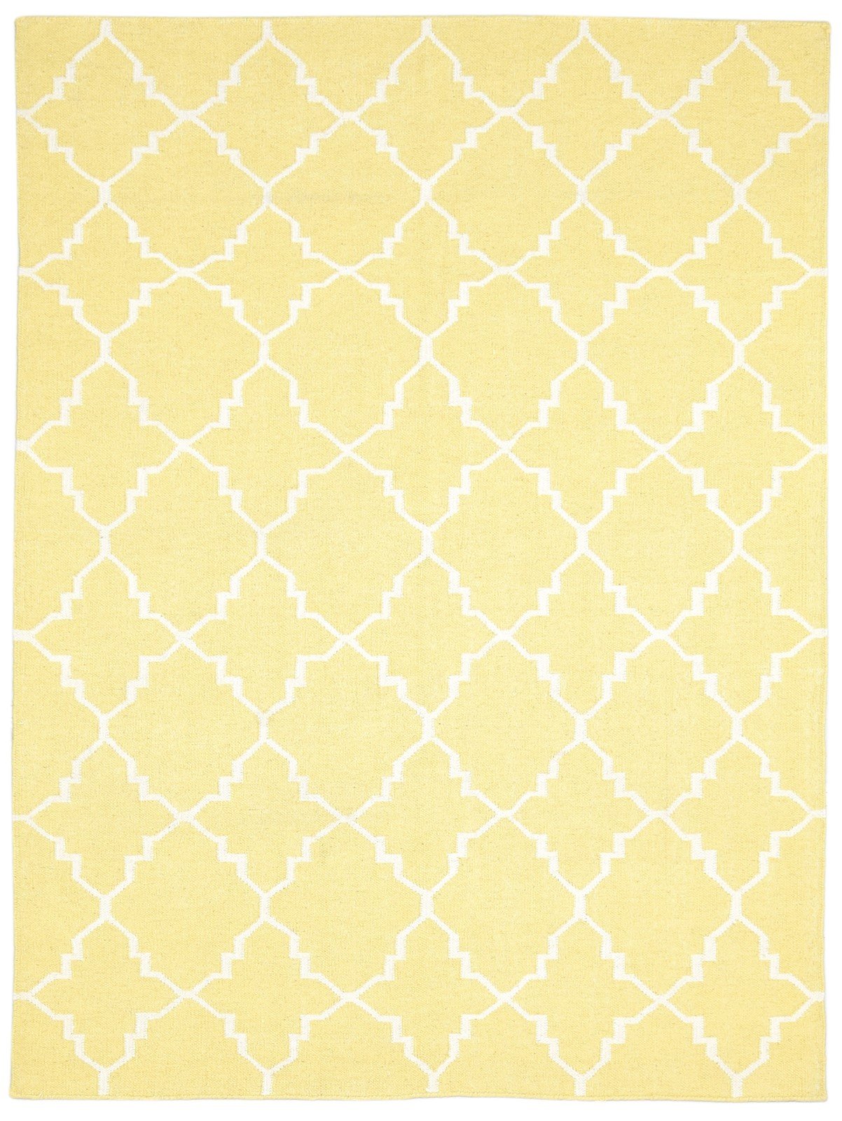 100% Wool Yellow Rug 5' X 7' Modern Dhurrie Moroccan Trellis Room Size Carpet   7864465588373