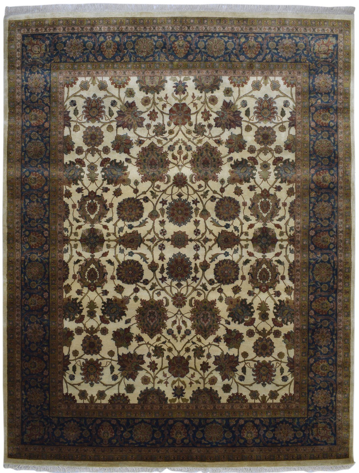 Hand Knotted Beige Wool Rug 8' X 10' Persian Agra Oriental Large Carpet 