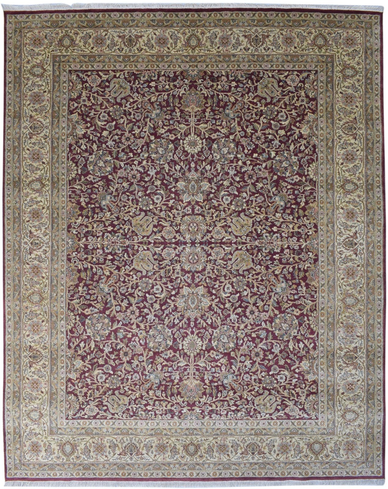 8' X 9' Rug Wool Red Persian Hand Knotted Kashan Oriental Large Carpet 