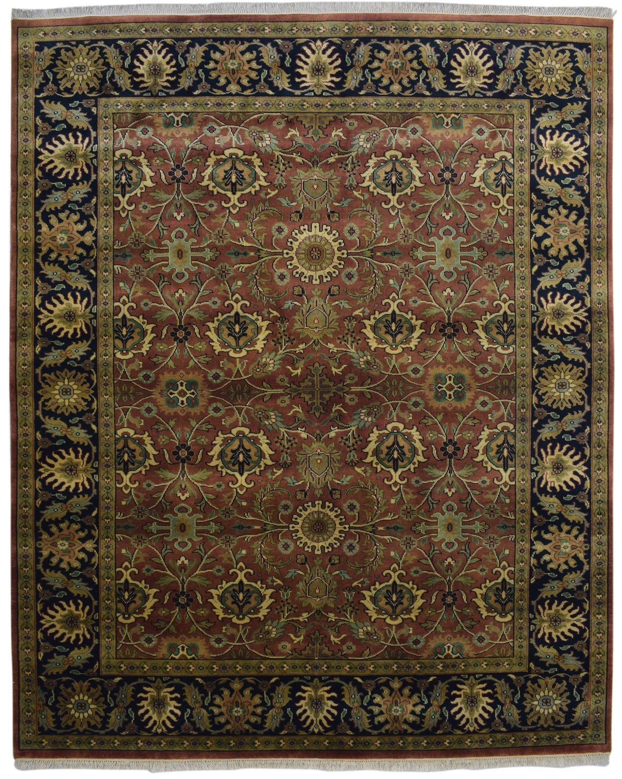 Hand Knotted Teracotta Wool Rug 8' X 10' Persian Kashan Oriental Large Carpet 