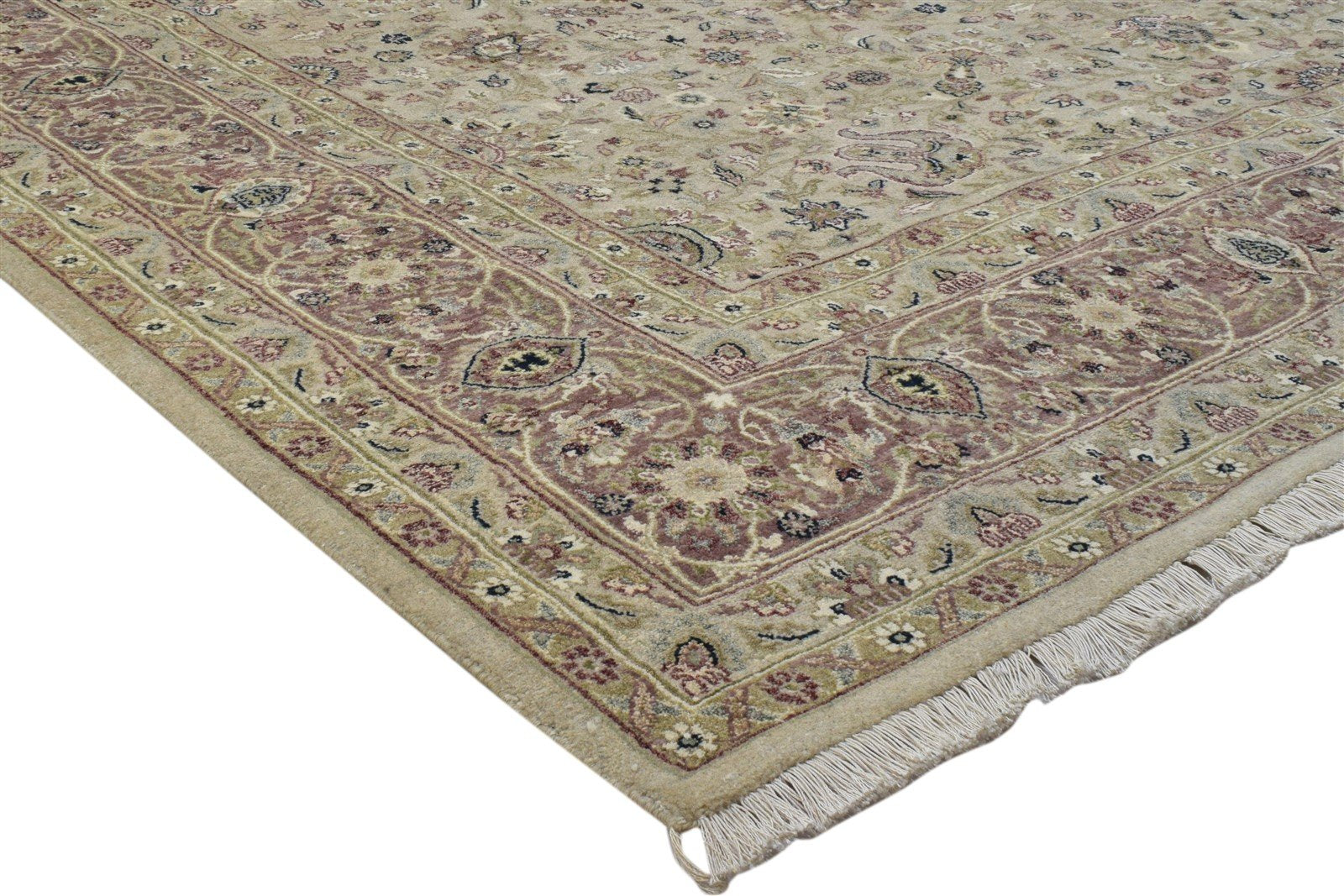 Wool Beige Rug 8' X 10' Persian Hand Knotted Kashan Oriental Large Carpet 