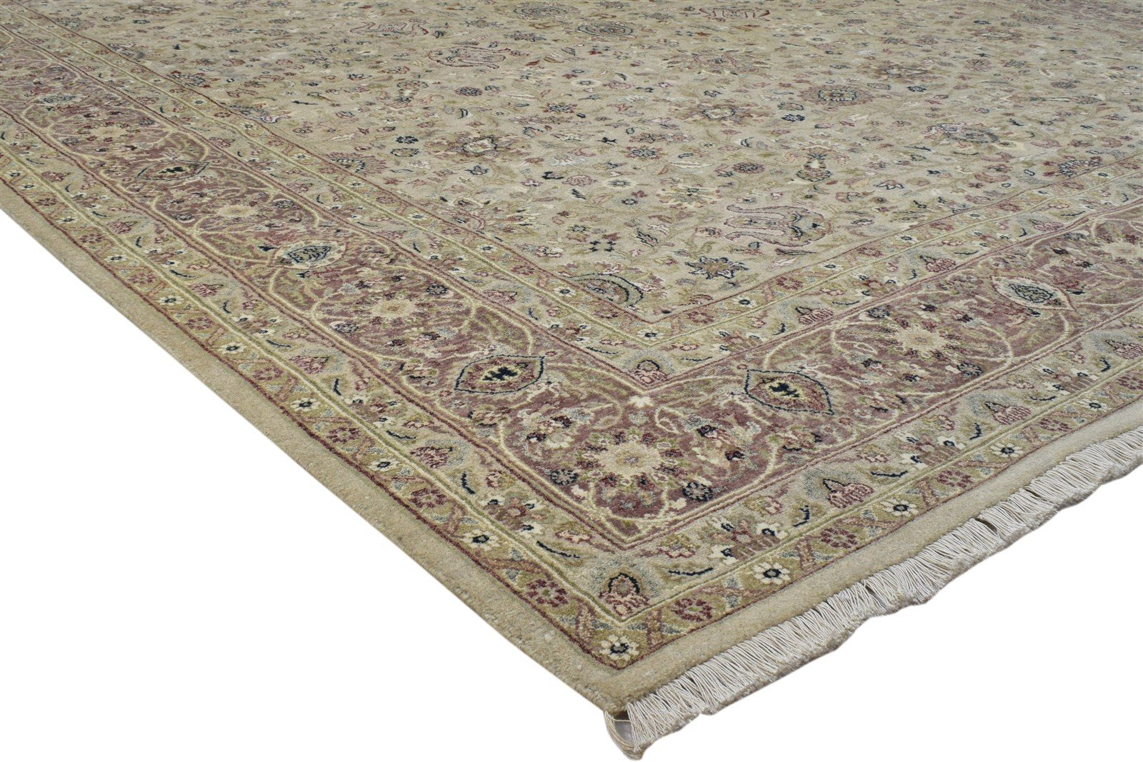 Wool Beige Rug 8' X 10' Persian Hand Knotted Kashan Oriental Large Carpet 