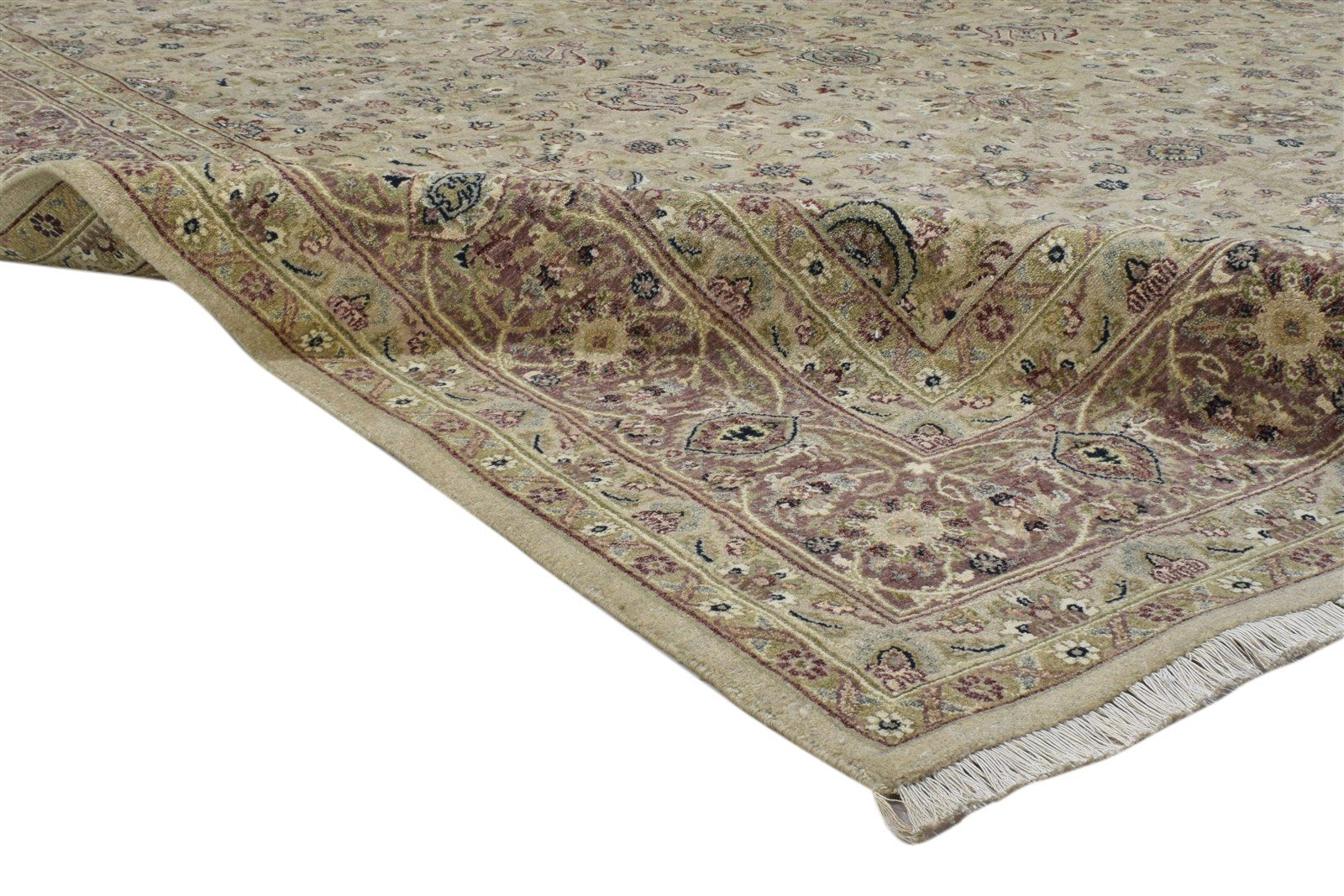 Wool Beige Rug 8' X 10' Persian Hand Knotted Kashan Oriental Large Carpet 