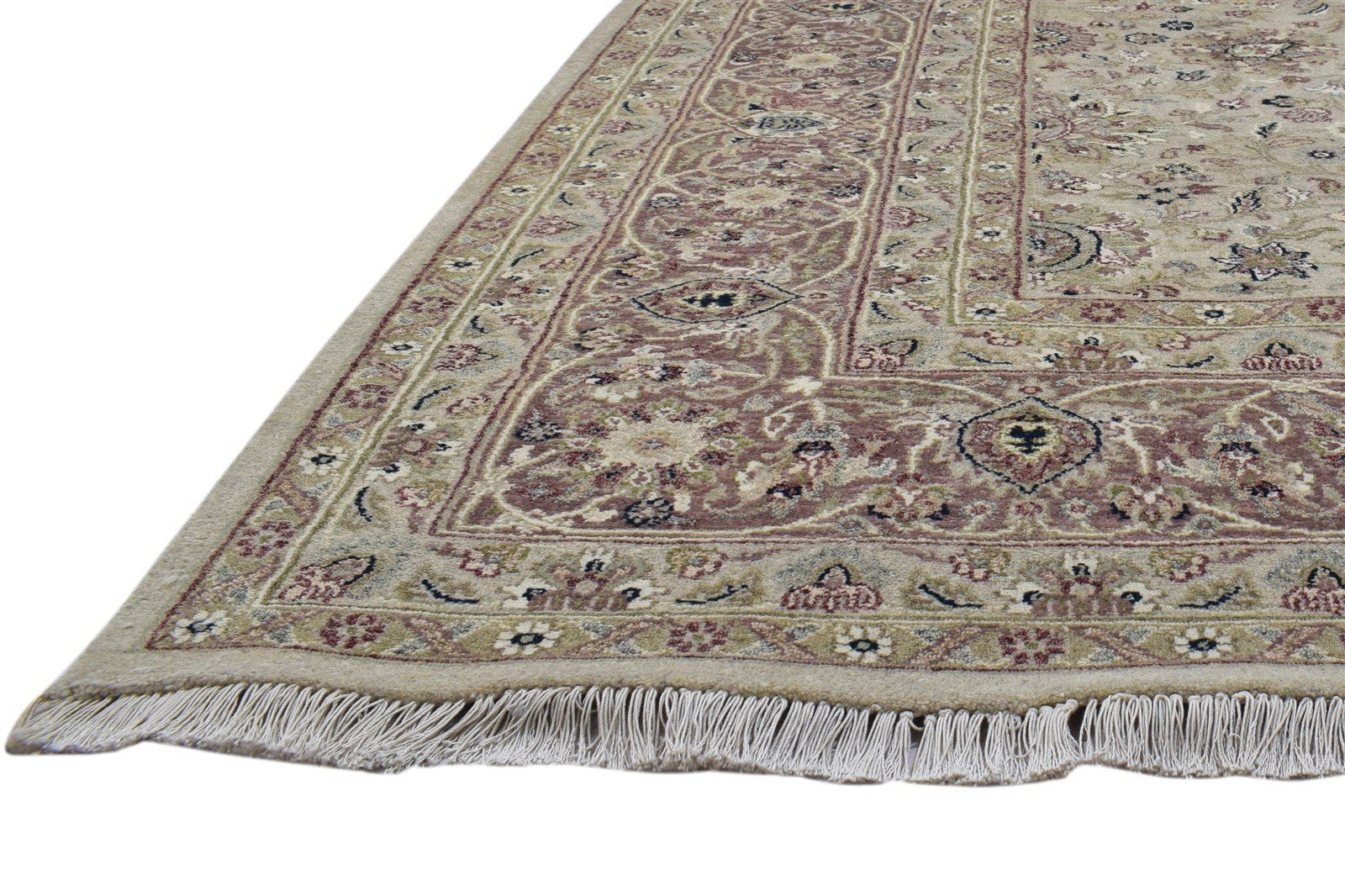 Wool Beige Rug 8' X 10' Persian Hand Knotted Kashan Oriental Large Carpet 