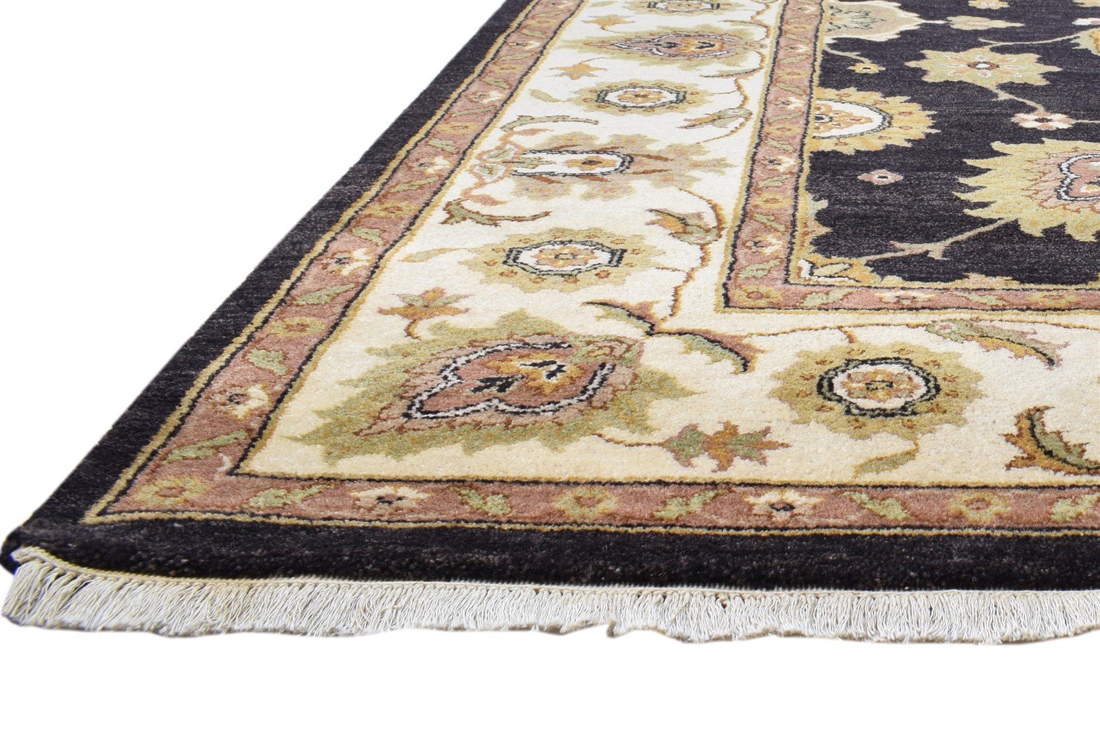 Wool Black Rug 8' X 9' Persian Hand Knotted Agra Oriental Large Carpet