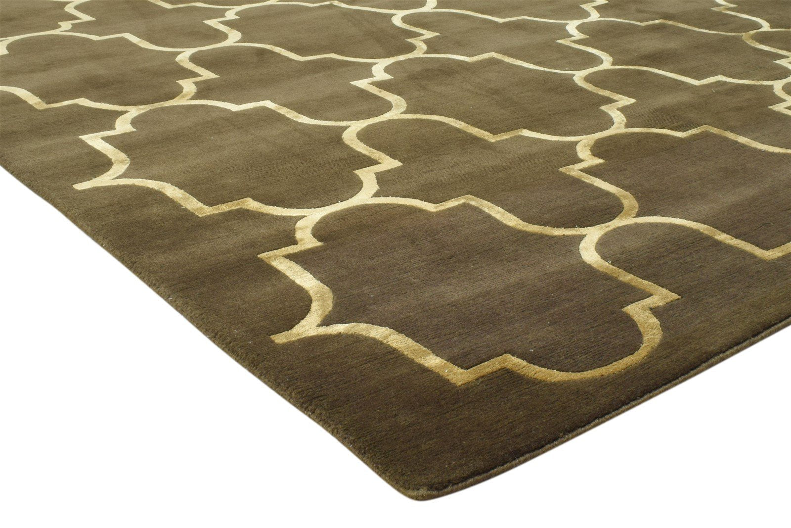 8X10 Rug Wool / Silk Charcoal Modern Hand Knotted Moroccan Trellis Large Carpet 