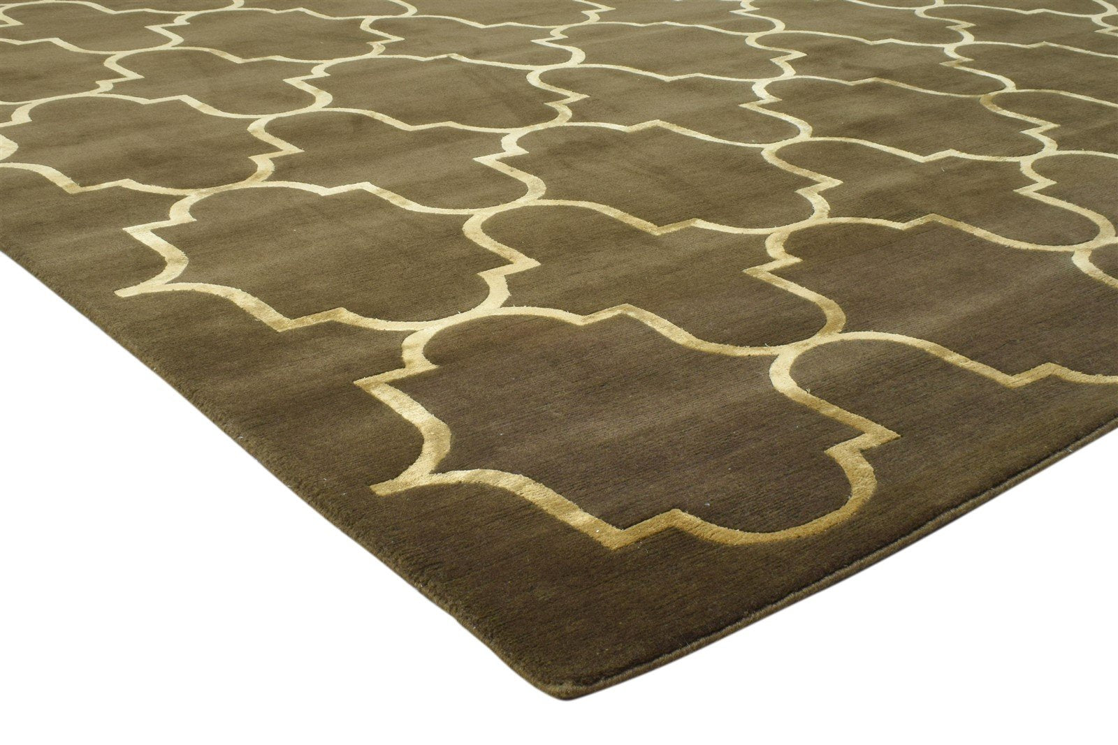 8X10 Rug Wool / Silk Charcoal Modern Hand Knotted Moroccan Trellis Large Carpet 