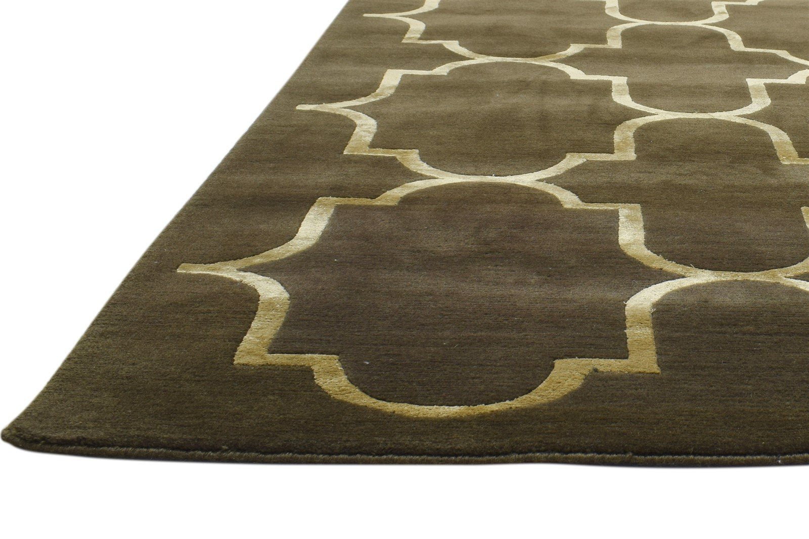 8X10 Rug Wool / Silk Charcoal Modern Hand Knotted Moroccan Trellis Large Carpet 