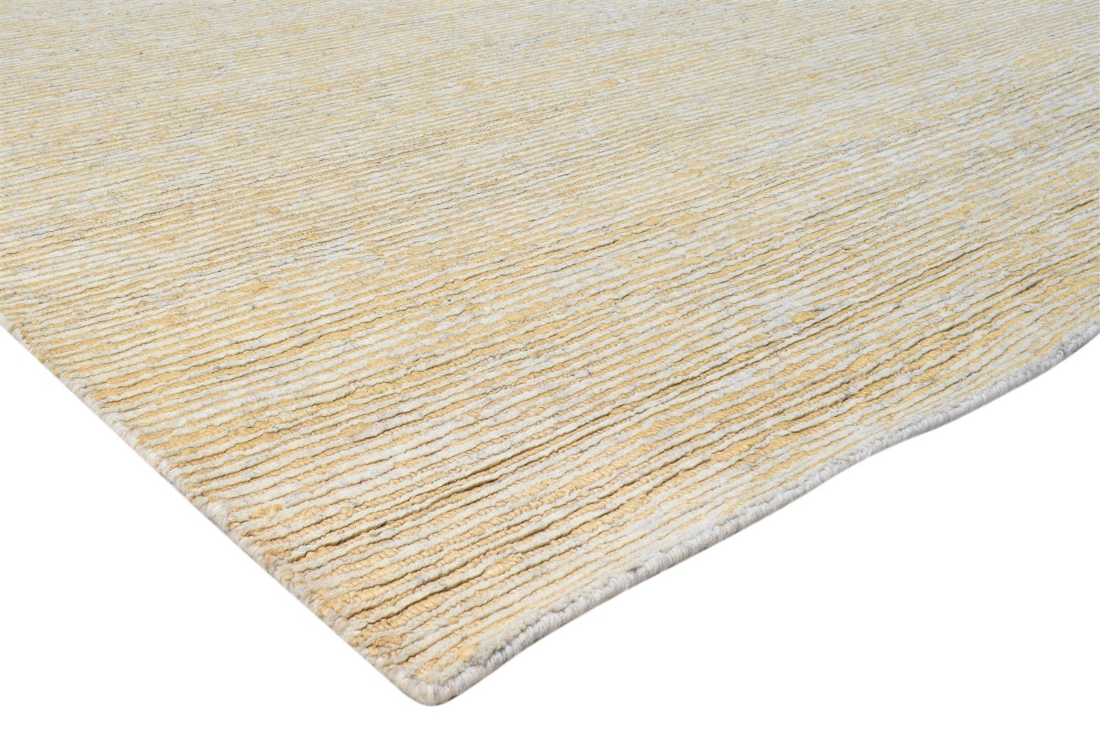 Wool / Jute Beige Rug 8X11 Modern Hand Knotted Scandinavian Striped Large Carpet 