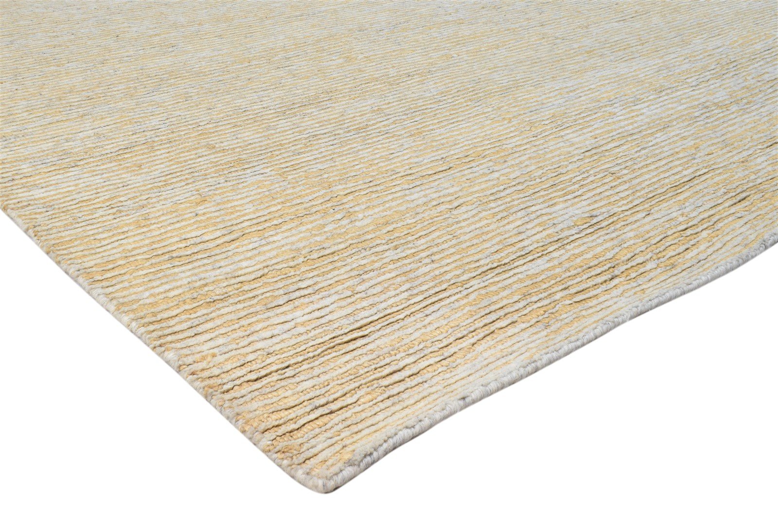 Wool / Jute Beige Rug 8X11 Modern Hand Knotted Scandinavian Striped Large Carpet 