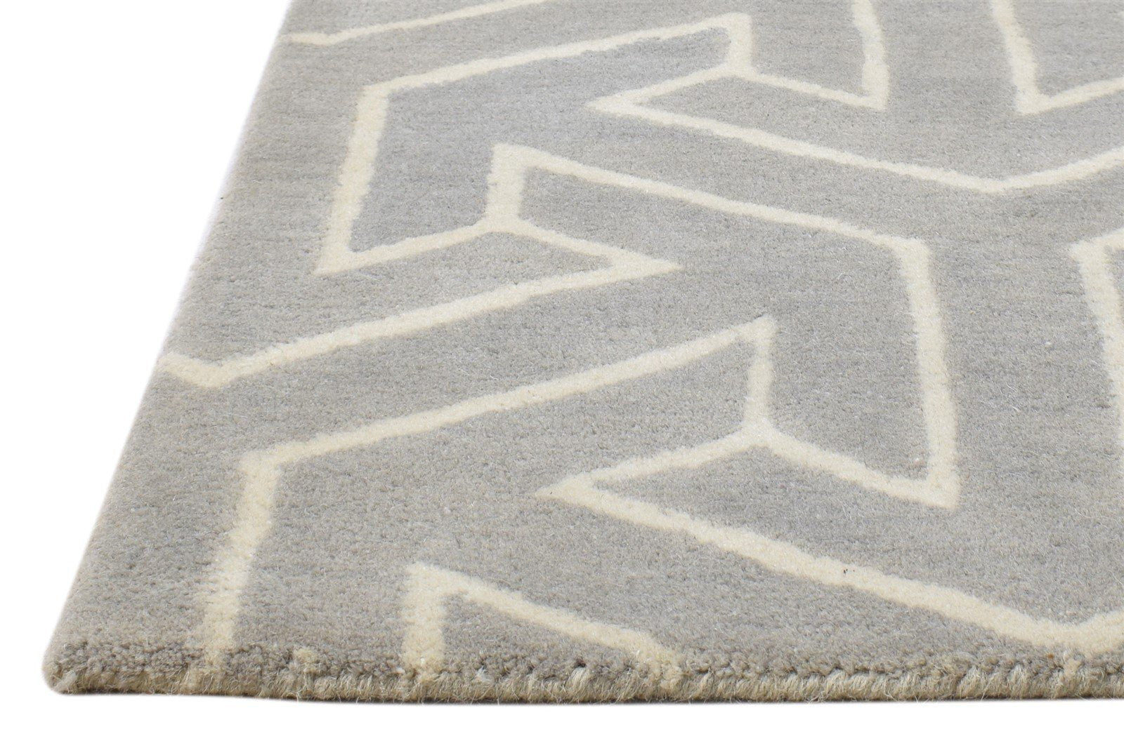 Wool Grey Rug 2' X 3' Modern Hand Tufted Scandinavian Arrows Small Carpet