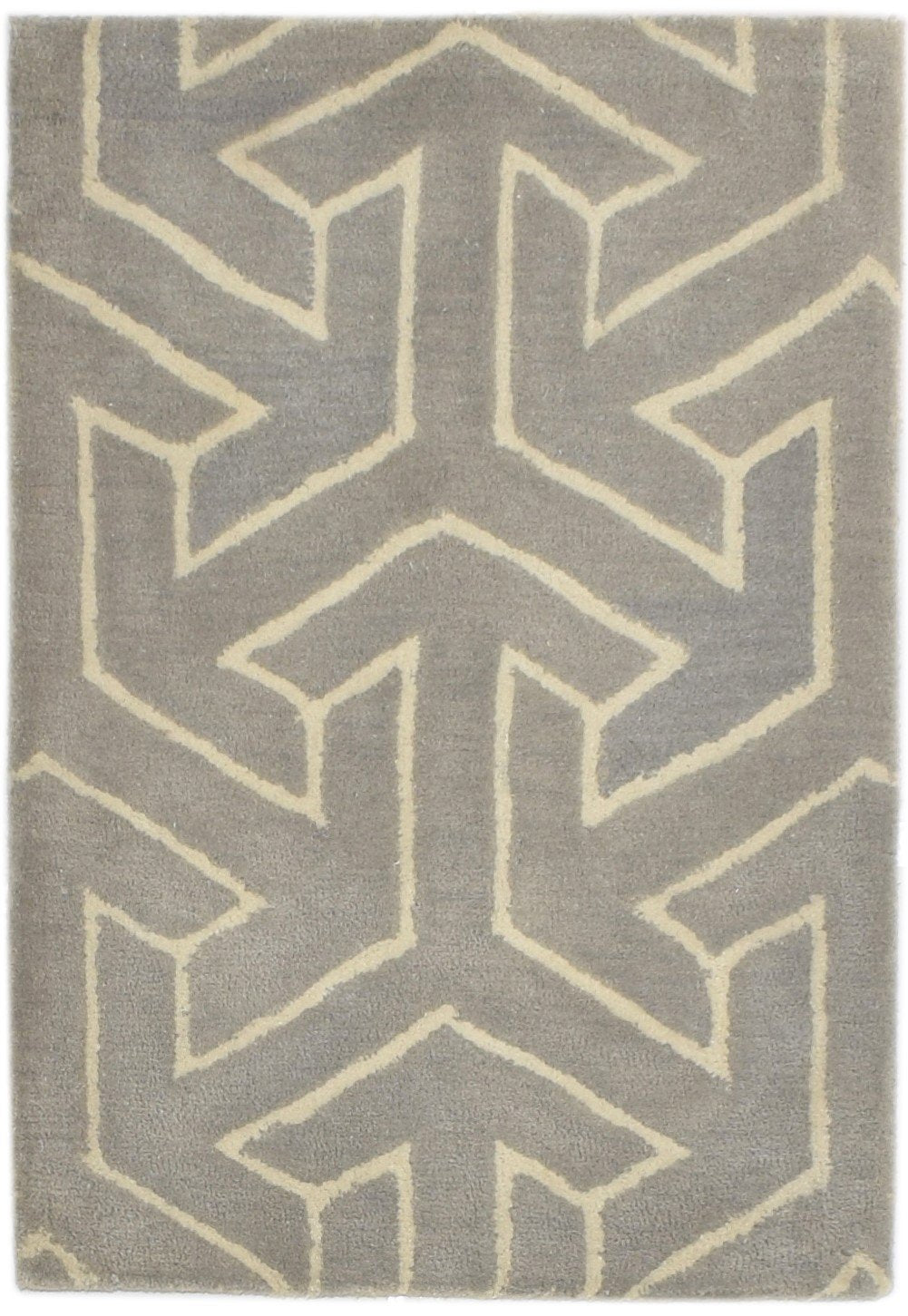 Wool Grey Rug 2' X 3' Modern Hand Tufted Scandinavian Arrows Small Carpet 