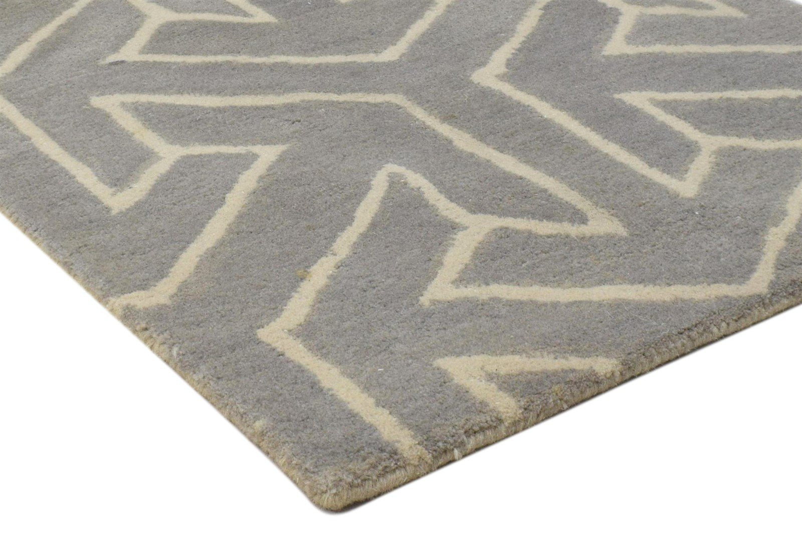 Hand Tufted Grey Wool Rug 2' X 3' Modern Scandinavian Arrows Small Carpet 