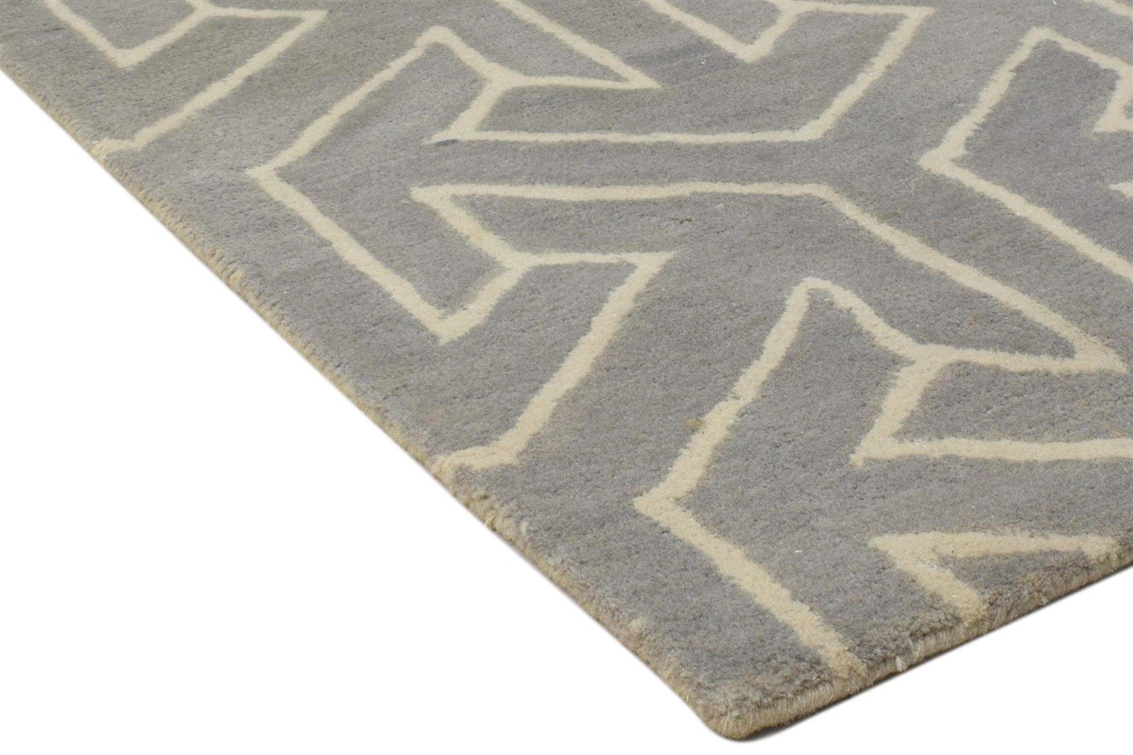 Hand Tufted Grey Wool Rug 2' X 3' Modern Scandinavian Arrows Small Carpet 