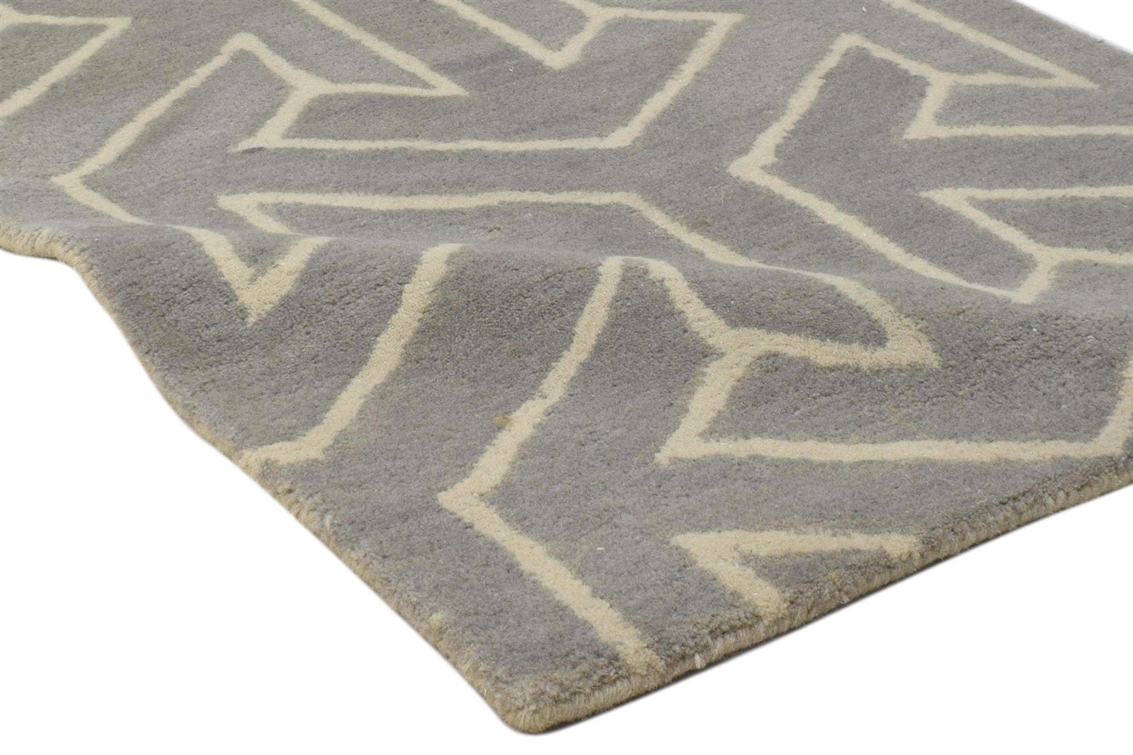 Hand Tufted Grey Wool Rug 2' X 3' Modern Scandinavian Arrows Small Carpet 