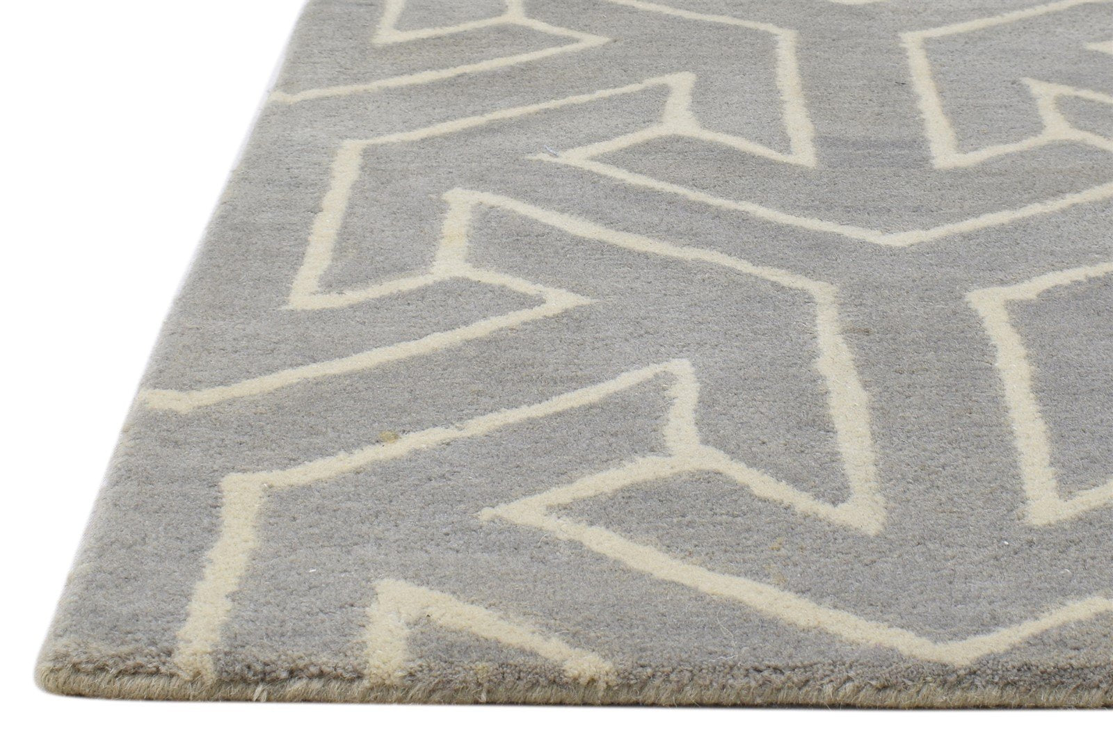 Hand Tufted Grey Wool Rug 2' X 3' Modern Scandinavian Arrows Small Carpet