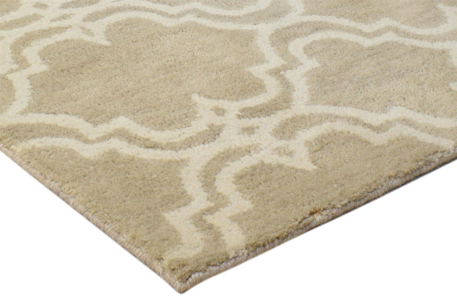 Wool Beige Rug 2' X 2' Modern Hand Tufted Moroccan Trellis 2'2"X2'2" Carpet 