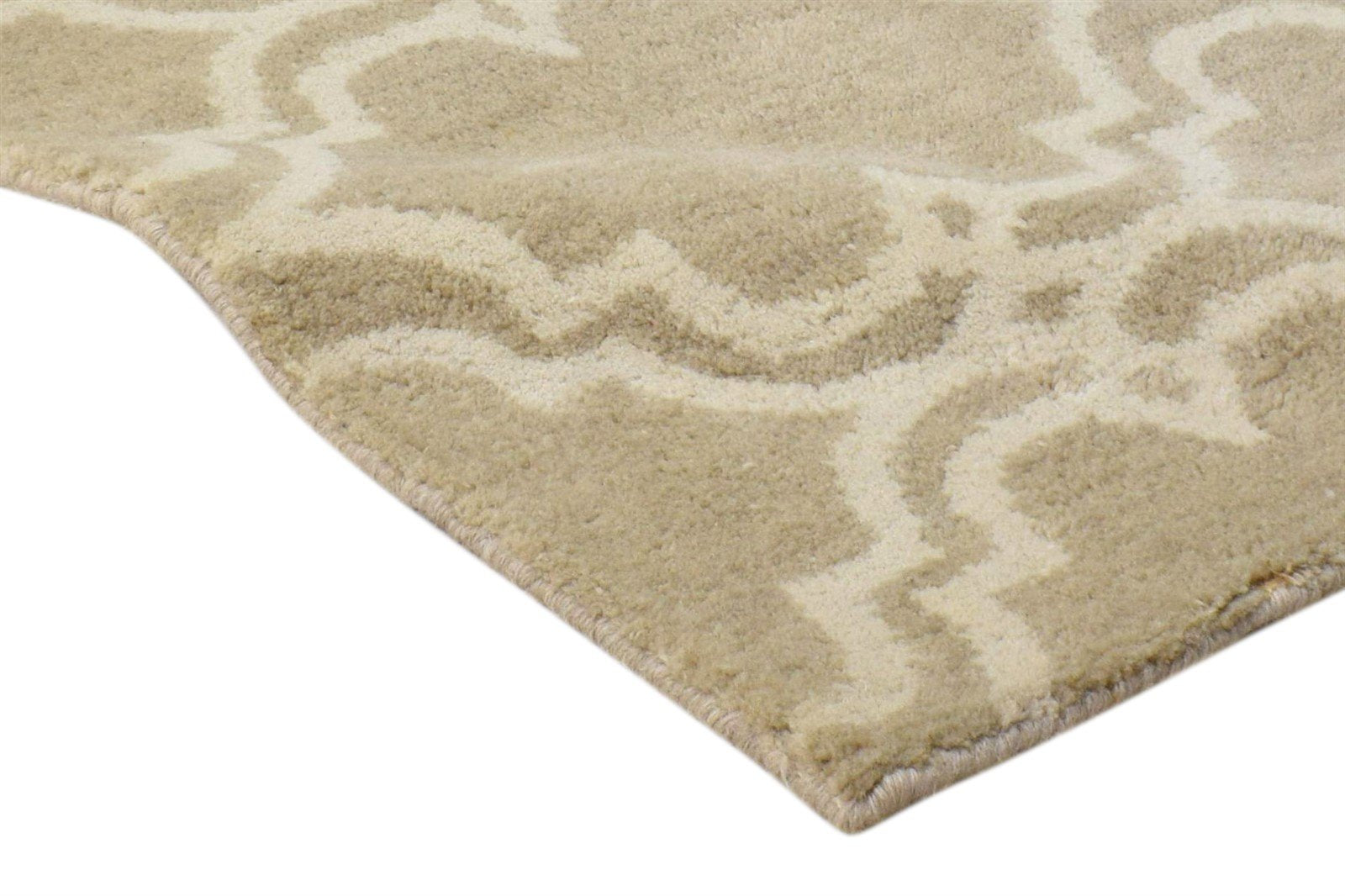 Wool Beige Rug 2' X 2' Modern Hand Tufted Moroccan Trellis 2'2"X2'2" Carpet 