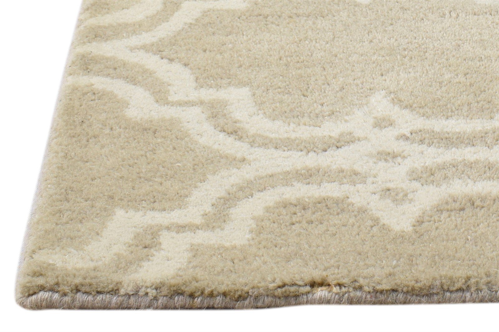 Wool Beige Rug 2' X 2' Modern Hand Tufted Moroccan Trellis 2'2"X2'2" Carpet