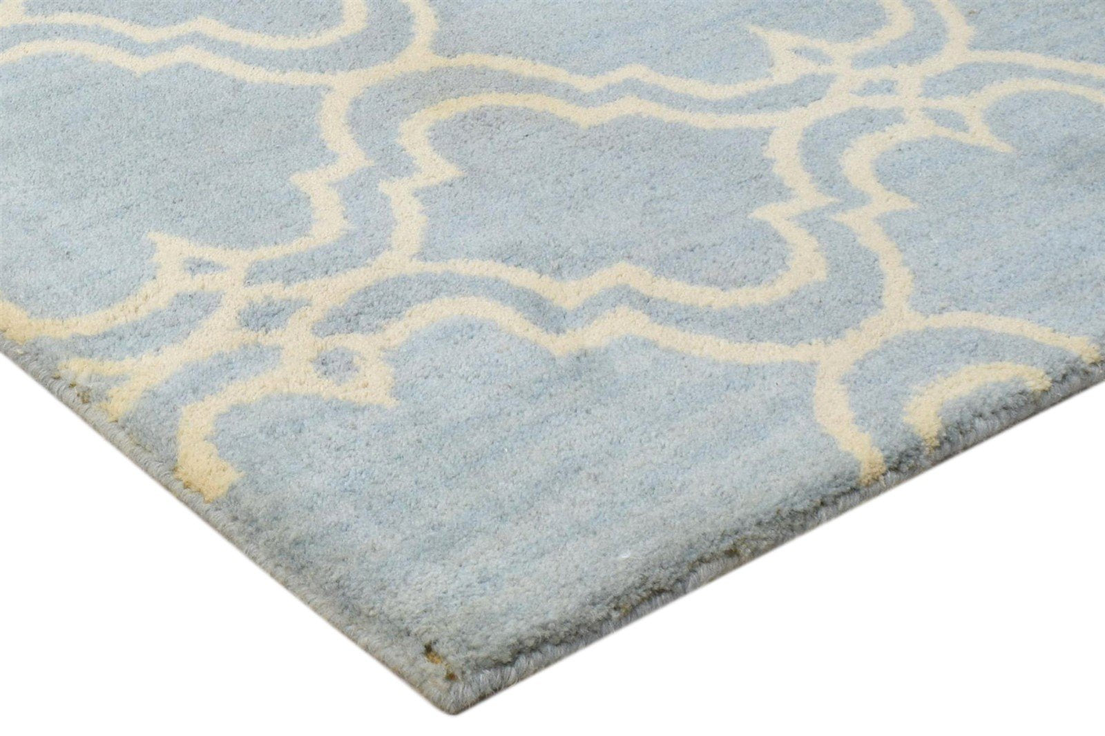 Wool Blue Rug 2' X 2' Modern Hand Tufted Moroccan Trellis 2'2"X2'2" Carpet 