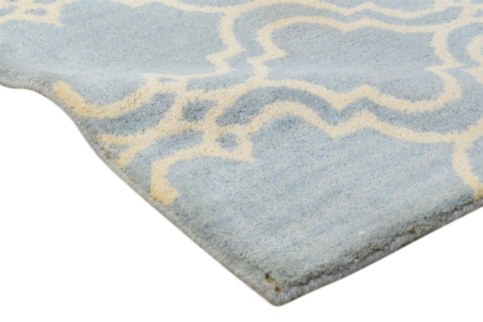 Wool Blue Rug 2' X 2' Modern Hand Tufted Moroccan Trellis 2'2"X2'2" Carpet 