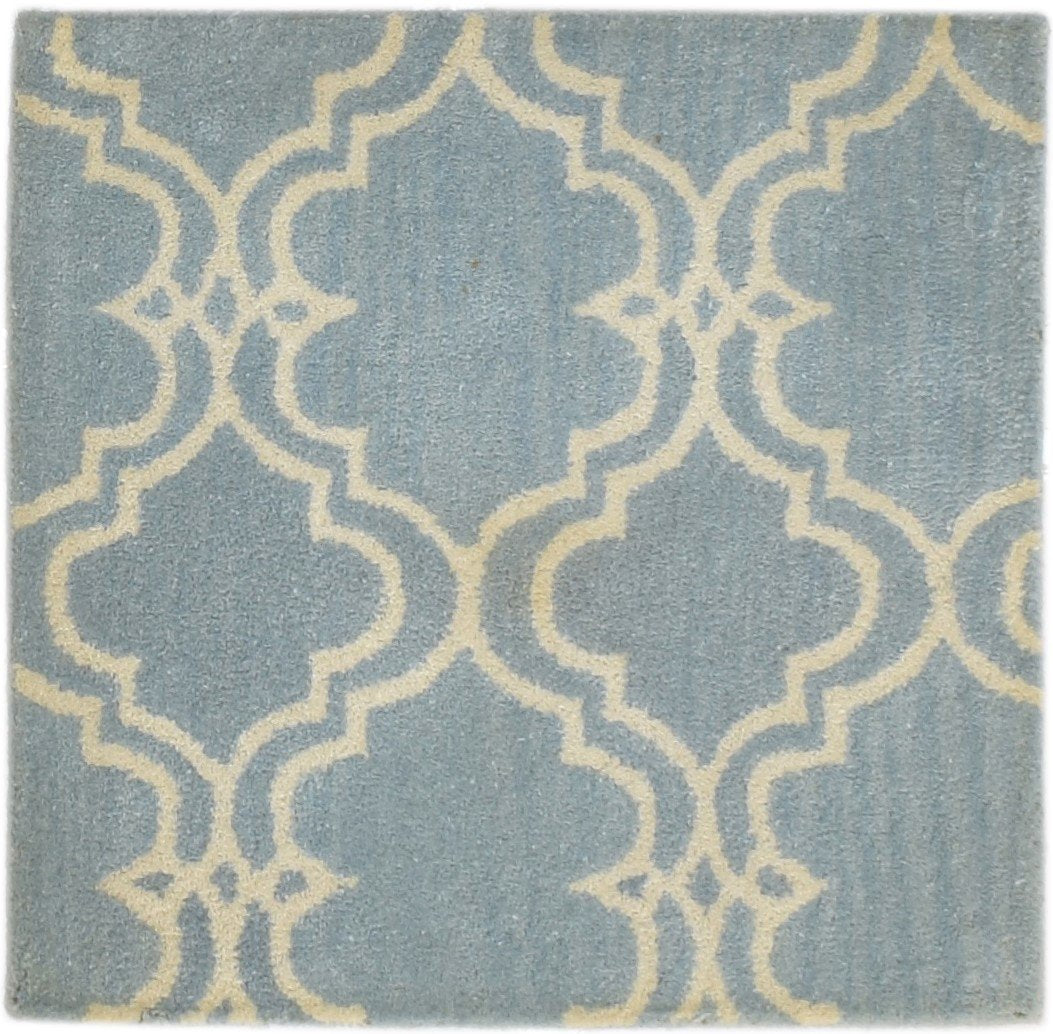 Wool Blue Rug 2' X 2' Modern Hand Tufted Moroccan Trellis 2'2"X2'2" Carpet