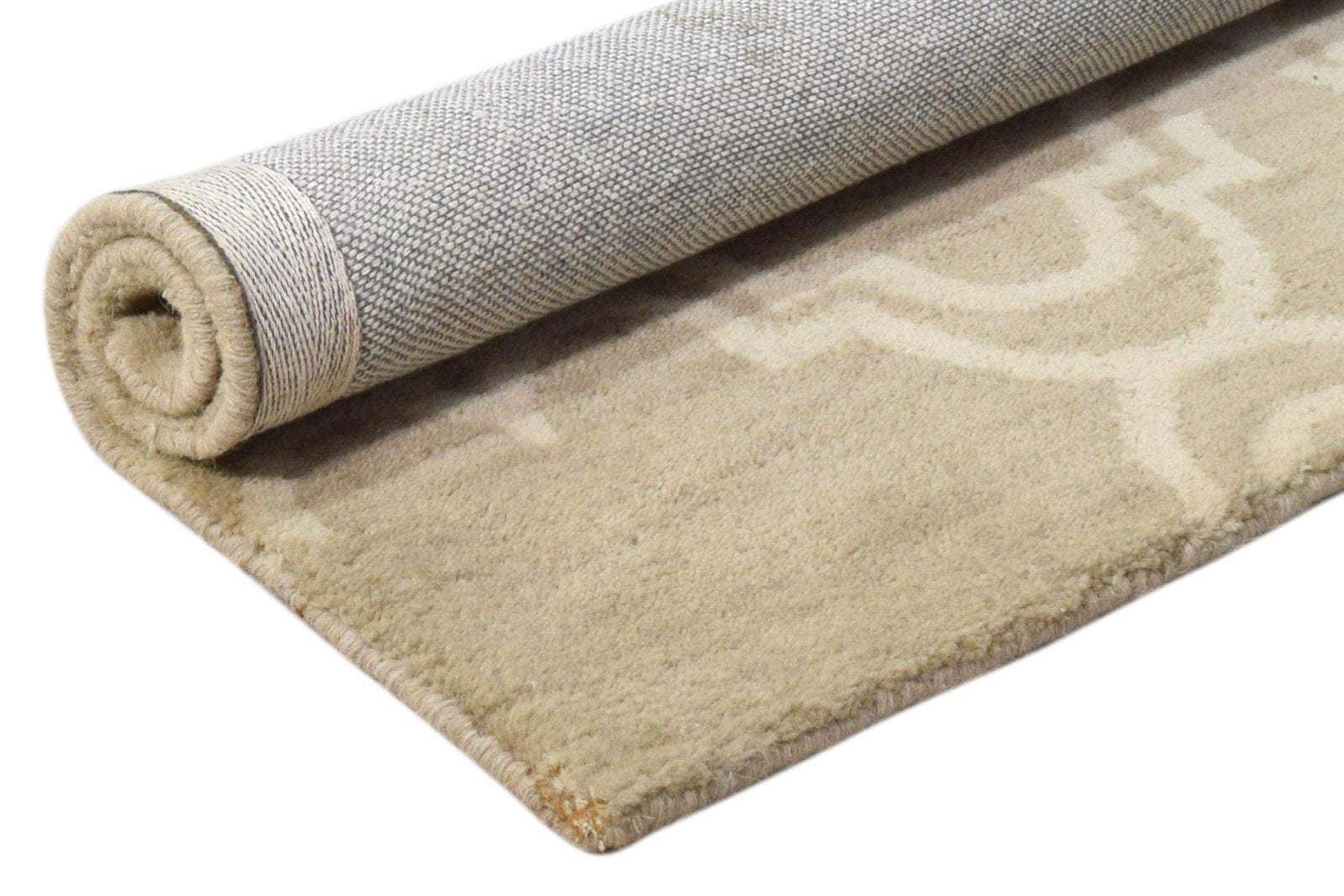 Wool Beige Rug 2' X 2' Modern Hand Tufted Moroccan Trellis 2'2"X2'2" Carpet 