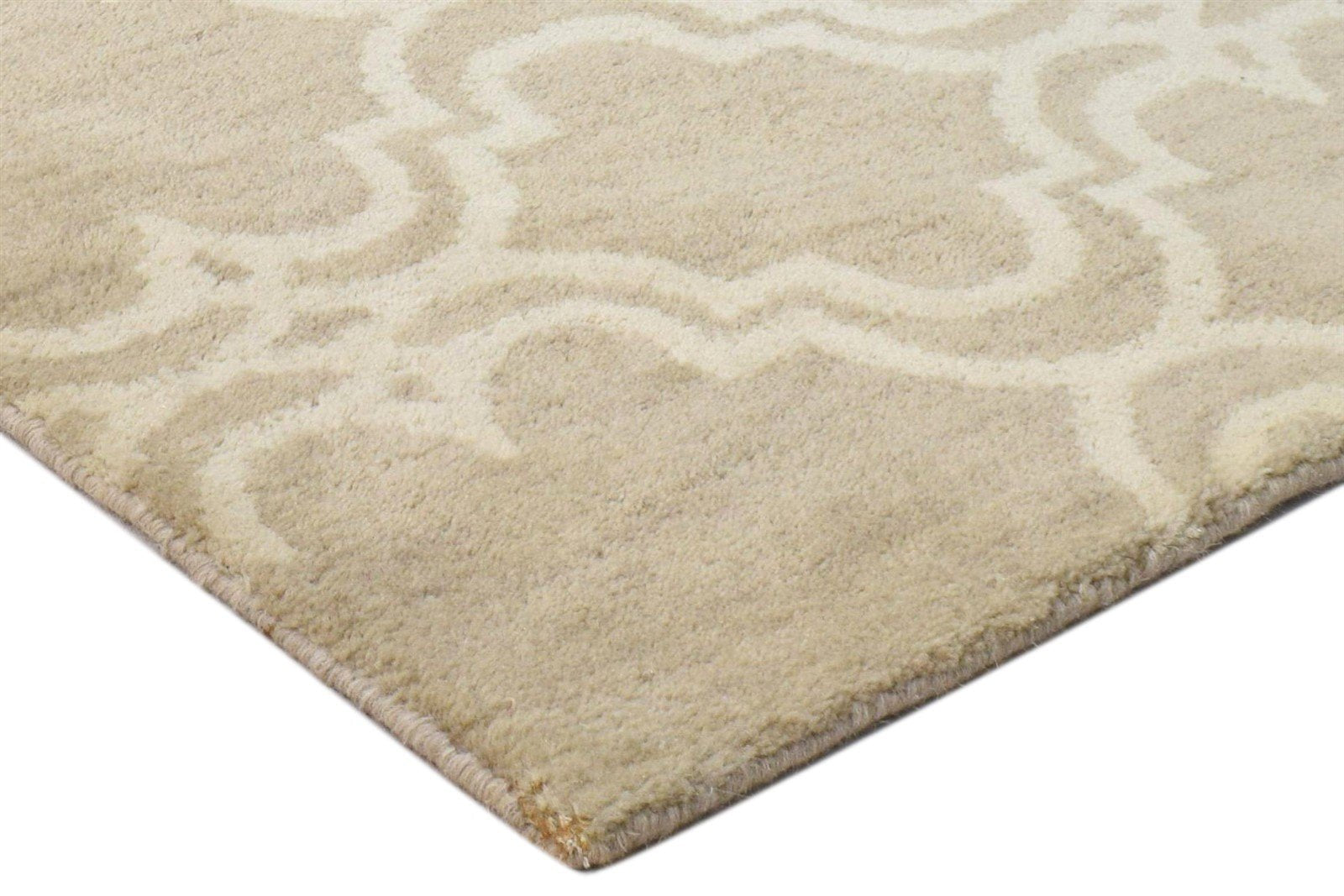 Wool Beige Rug 2' X 2' Modern Hand Tufted Moroccan Trellis 2'2"X2'2" Carpet 