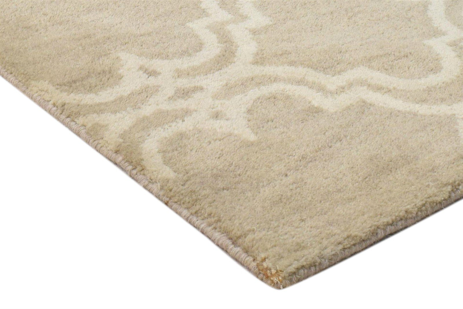 Wool Beige Rug 2' X 2' Modern Hand Tufted Moroccan Trellis 2'2"X2'2" Carpet 