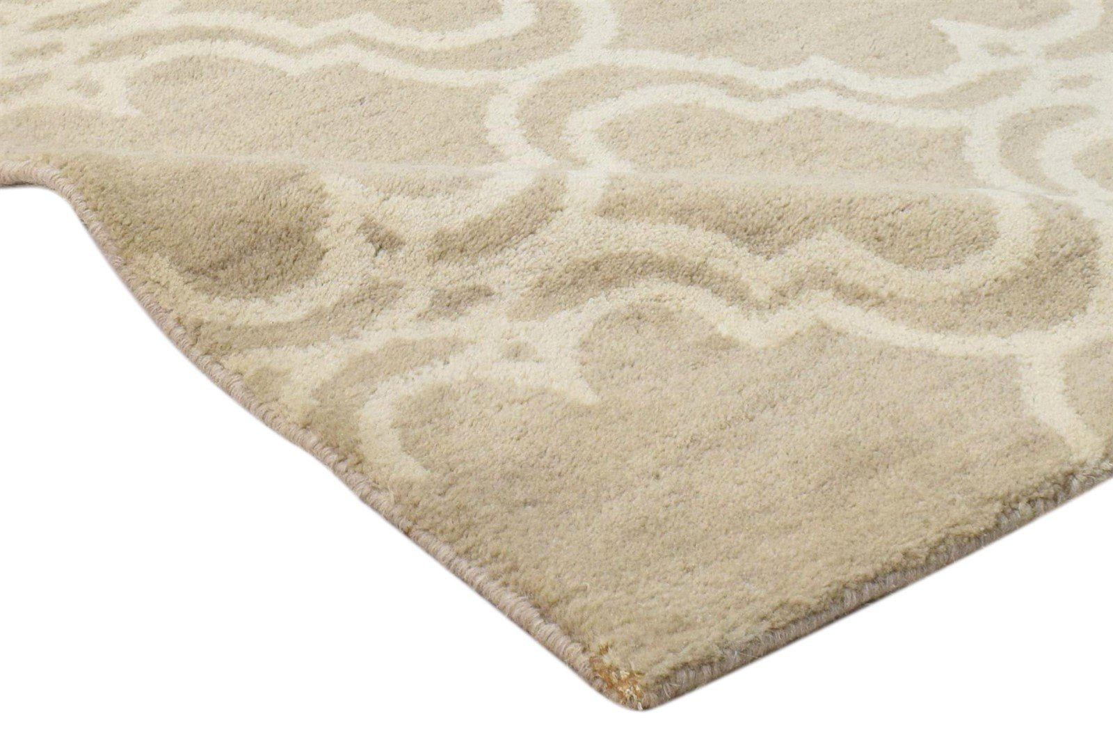 Wool Beige Rug 2' X 2' Modern Hand Tufted Moroccan Trellis 2'2"X2'2" Carpet 