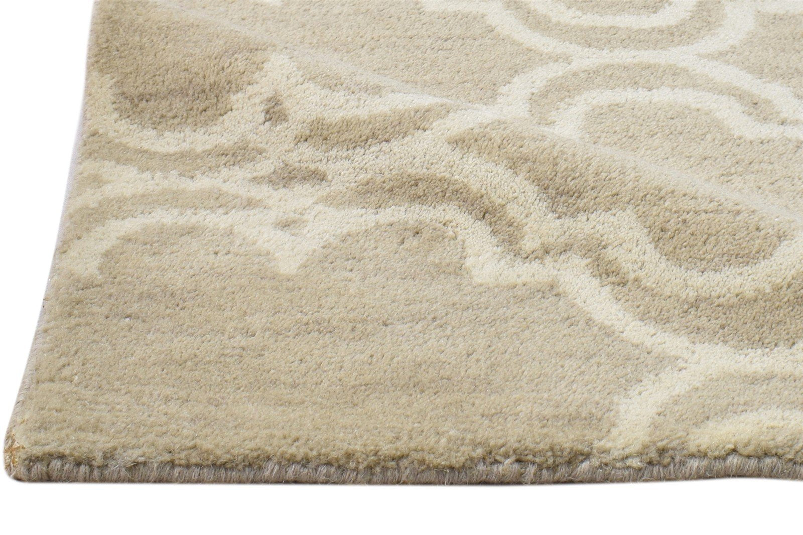 Wool Beige Rug 2' X 2' Modern Hand Tufted Moroccan Trellis 2'2"X2'2" Carpet 