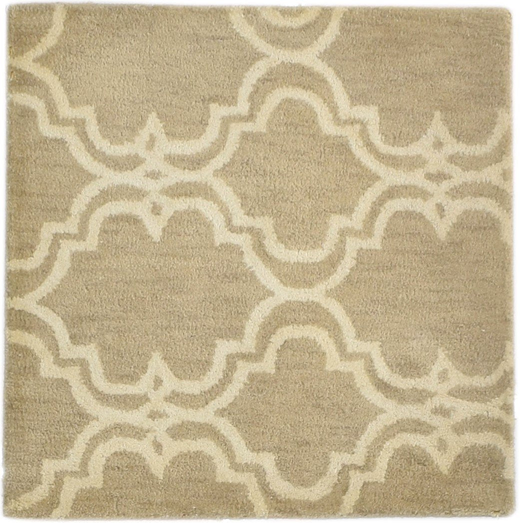 Wool Beige Rug 2' X 2' Modern Hand Tufted Moroccan Trellis 2'2"X2'2" Carpet