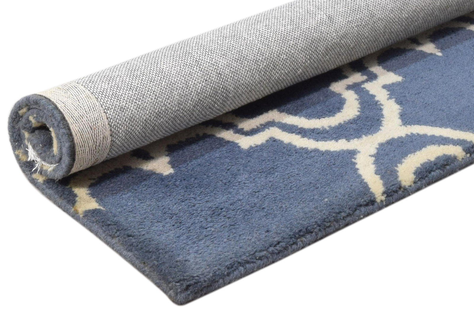 Wool Blue Rug 2' X 2' Modern Hand Tufted Moroccan Trellis 2'2"X2'2" Carpet 