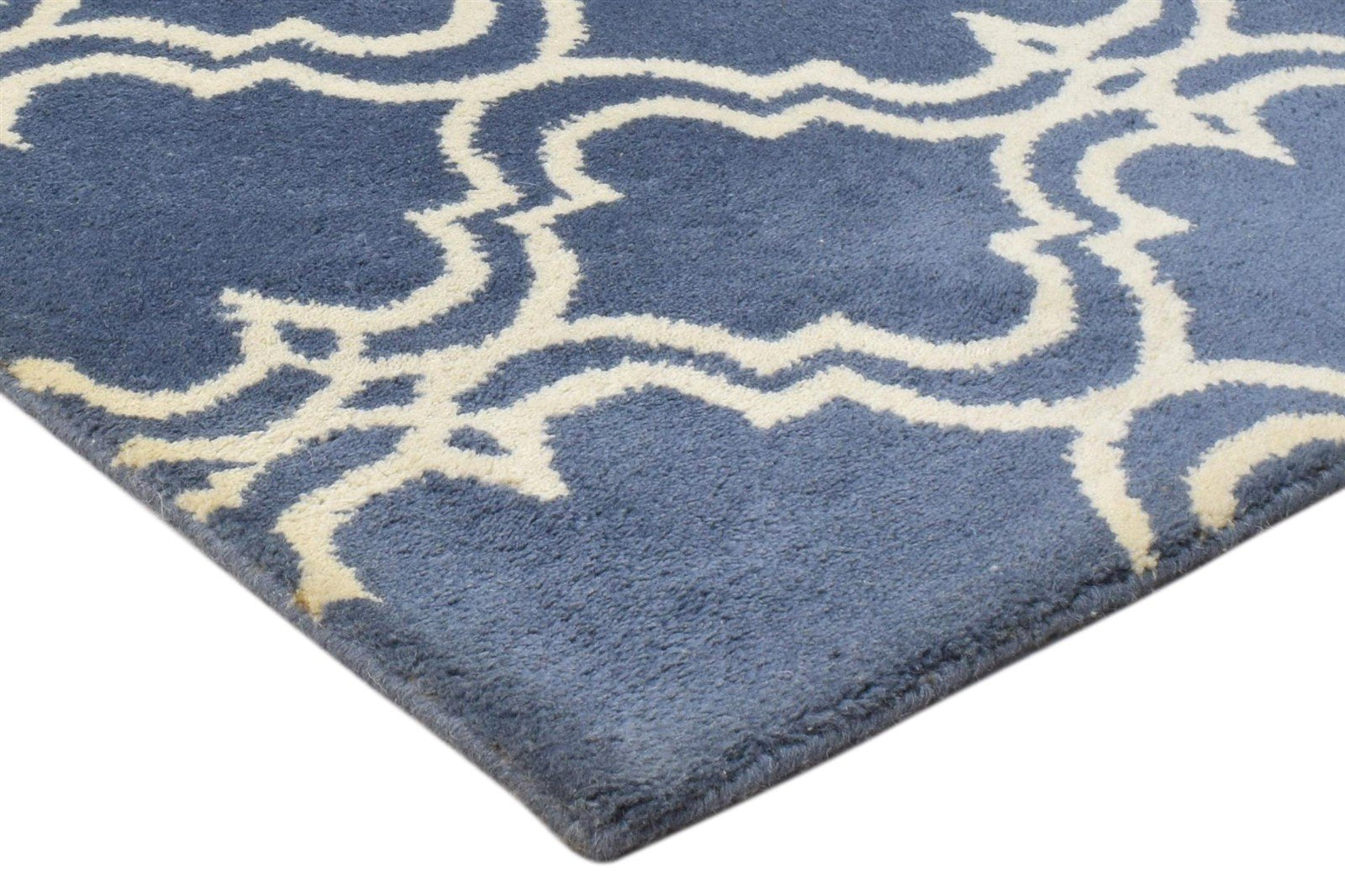 Wool Blue Rug 2' X 2' Modern Hand Tufted Moroccan Trellis 2'2"X2'2" Carpet 