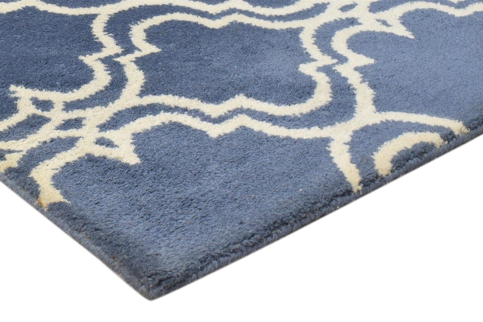 Wool Blue Rug 2' X 2' Modern Hand Tufted Moroccan Trellis 2'2"X2'2" Carpet 