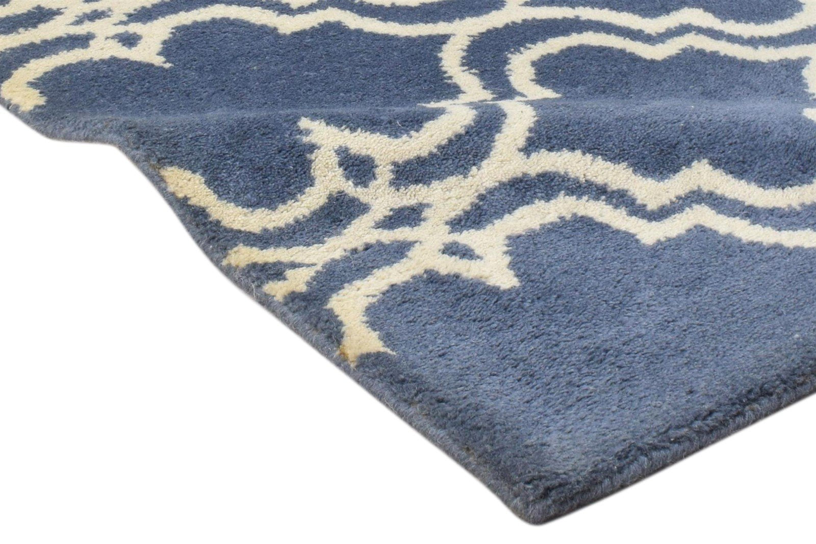 Wool Blue Rug 2' X 2' Modern Hand Tufted Moroccan Trellis 2'2"X2'2" Carpet 