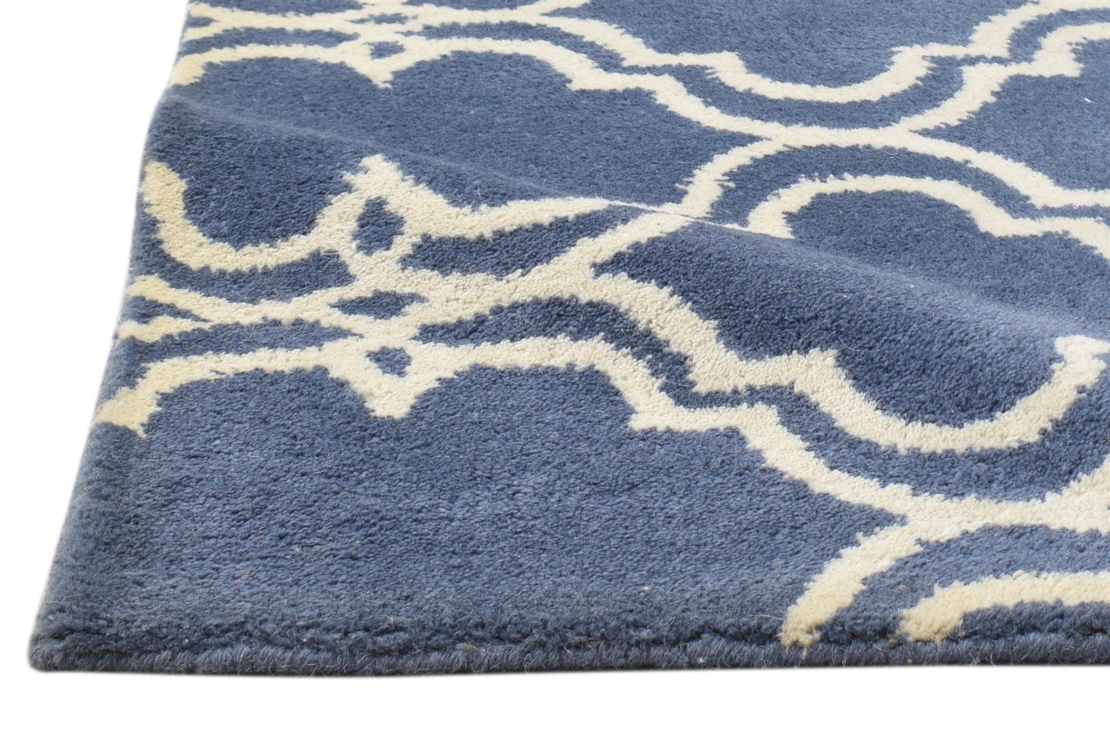 Wool Blue Rug 2' X 2' Modern Hand Tufted Moroccan Trellis 2'2"X2'2" Carpet 