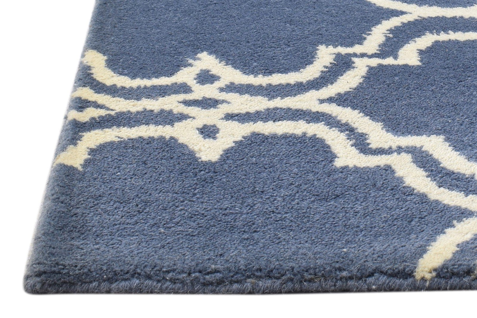 Wool Blue Rug 2' X 2' Modern Hand Tufted Moroccan Trellis 2'2"X2'2" Carpet