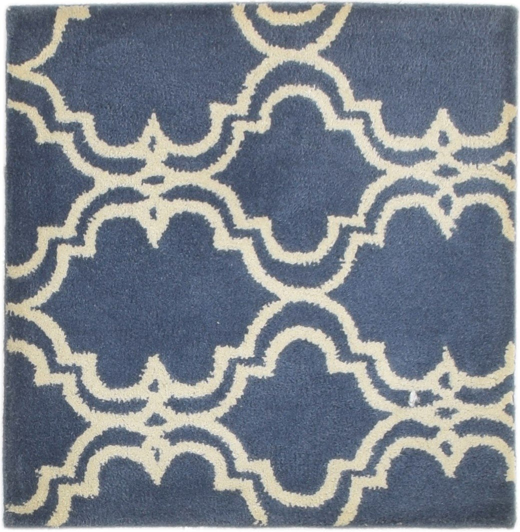 Wool Blue Rug 2' X 2' Modern Hand Tufted Moroccan Trellis 2'2"X2'2" Carpet